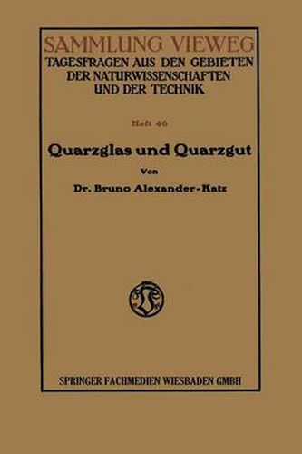 Cover image for Quarzglas Und Quarzgut