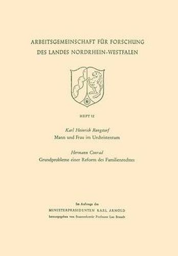 Cover image for Mann Und Frau Im Urchristentum. Gundprobleme Einer Reform Des Familienrechtes