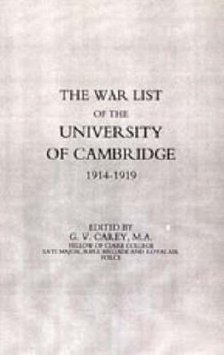 Cover image for War List of the University of Cambridge 1914-1918