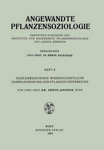 Gleichbedeutende Wissenschaftliche Namen (Synonyme) Der Pflanzen OEsterreichs