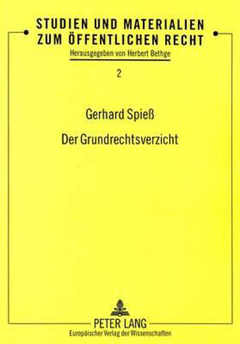Cover image for Der Grundrechtsverzicht