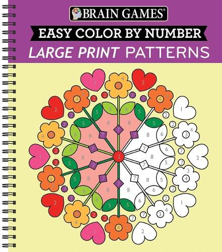 Cover image for Brain Games - Easy Color by Number: Large Print Patterns