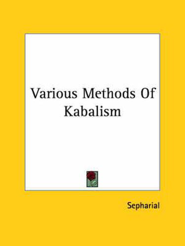 Cover image for Various Methods of Kabalism