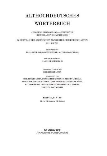 Cover image for Band Viii,1: S-Sn. 4.-9. Lieferung