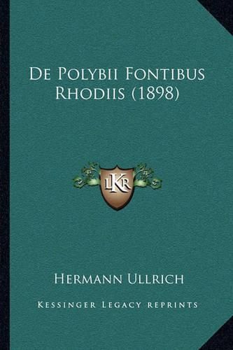 Cover image for de Polybii Fontibus Rhodiis (1898)