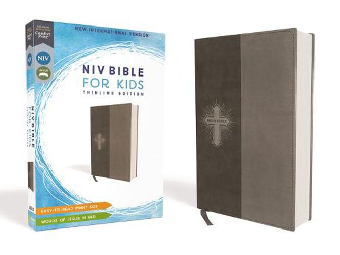 Cover image for NIV, Bible for Kids, Leathersoft, Gray, Red Letter, Comfort Print: Thinline Edition