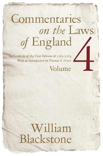 Cover image for Commentaries on the Laws of England, Volume 4