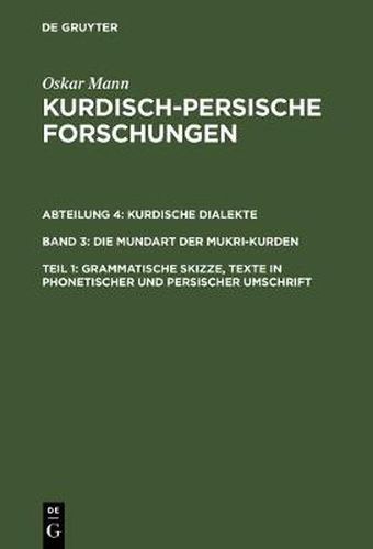 Cover image for Grammatische Skizze, Texte in phonetischer und persischer Umschrift