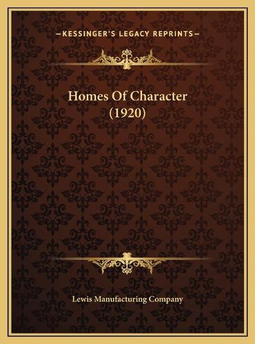 Cover image for Homes of Character (1920)