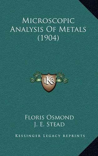 Cover image for Microscopic Analysis of Metals (1904)