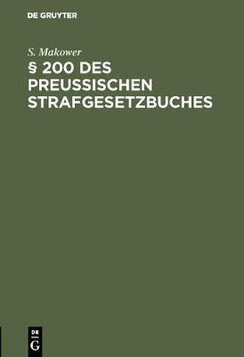 Cover image for  200 des Preussischen Strafgesetzbuches