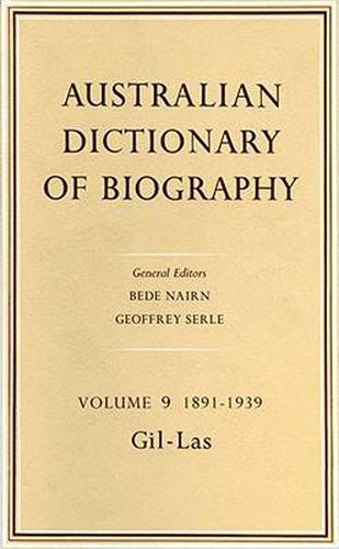 Cover image for Australian Dictionary of Biography V9