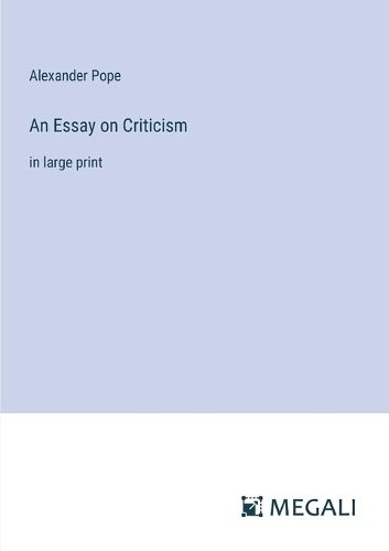 Cover image for An Essay on Criticism