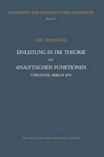 Einfuhrung in Die Theorie Der Analytischen Fu