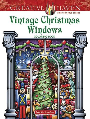 Cover image for Creative Haven Vintage Christmas Windows Coloring Book