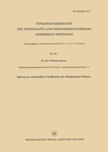 Cover image for Beitrag Zur Statistischen Verifikation Der Minderheiten-Theorie