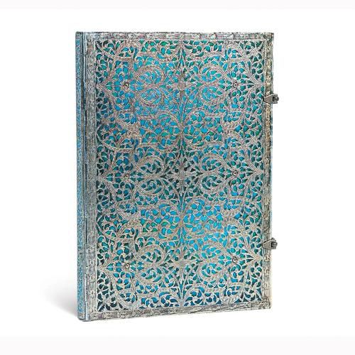 Cover image for Silver Filigree Maya Blue Grande Unlined Notebook
