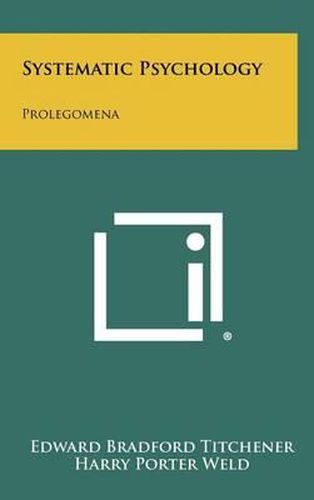 Cover image for Systematic Psychology: Prolegomena