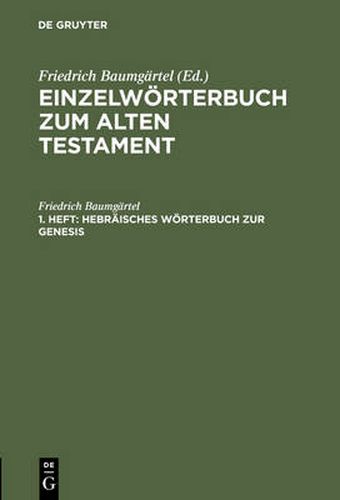 Cover image for Hebraisches Woerterbuch Zur Genesis