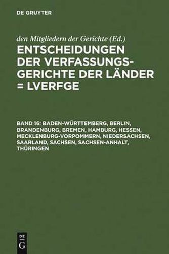 Cover image for Baden-Wurttemberg, Berlin, Brandenburg, Bremen, Hamburg, Hessen, Mecklenburg-Vorpommern, Niedersachsen, Saarland, Sachsen, Sachsen-Anhalt, Thuringen: 1.1. Bis 31.12.2005