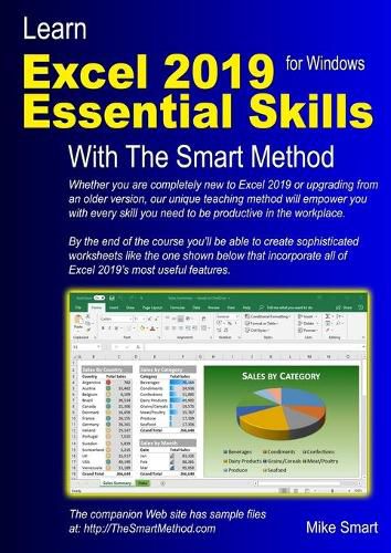 Cover image for Learn Excel 2019 Essential Skills with The Smart Method: Tutorial for self-instruction to beginner and intermediate level