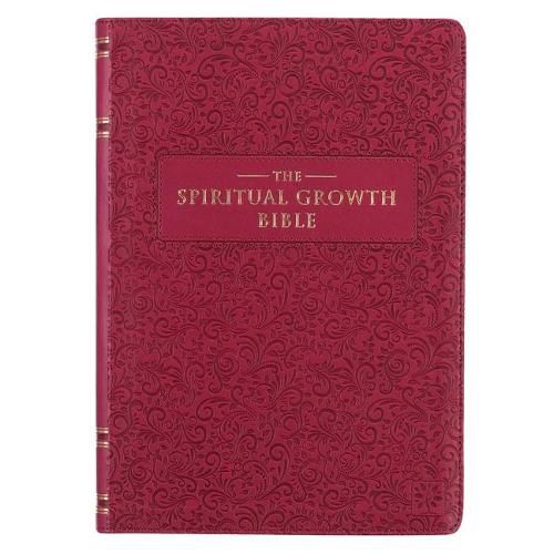 Cover image for The Spiritual Growth Bible, Study Bible, NLT - New Living Translation Holy Bible, Faux Leather, Berry