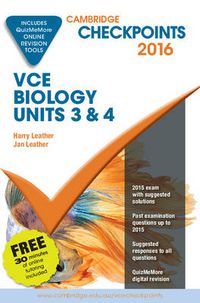 Cover image for Cambridge Checkpoints VCE Biology Units 3 and 4 2016 and Quiz Me More