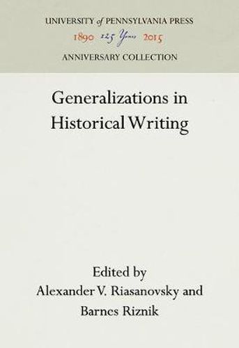 Cover image for Generalizations in Historical Writing