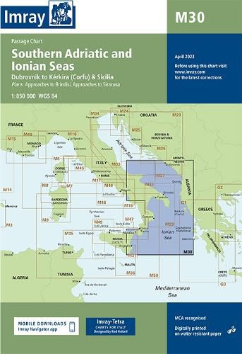 Cover image for Imray Chart M30: Dubrovnik to Kerkira (Corfu) & Sicilia