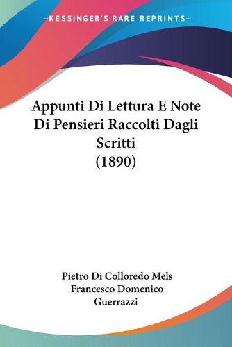 Cover image for Appunti Di Lettura E Note Di Pensieri Raccolti Dagli Scritti (1890)