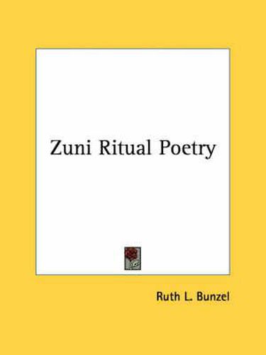 Cover image for Zuni Ritual Poetry