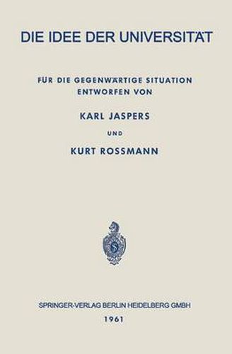 Cover image for Die Idee Der Universitat: Fur Die Gegenwartige Situation