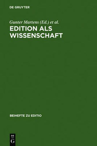 Cover image for Edition als Wissenschaft