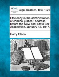 Cover image for Efficiency in the Administration of Criminal Justice: Address Before the New York State Bar Association, January 12, 1917.