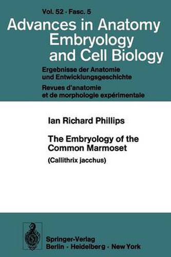 Cover image for The Embryology of the Common Marmoset: Callithrix jacchus