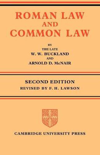 Cover image for Roman Law and Common Law: A Comparison in Outline