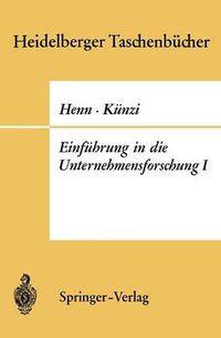 Cover image for Einfuhrung in Die Unternehmensforschung I