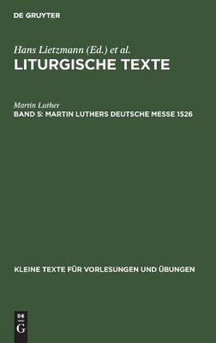 Cover image for Martin Luthers Deutsche Messe 1526