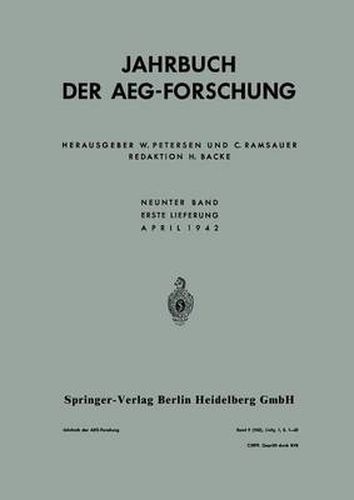 Cover image for Jahrbuch Der Aeg-Forschung: Neunter Band