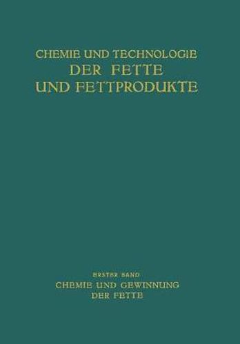 Cover image for Chemie Und Gewinnung Der Fette