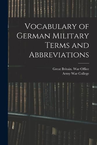 Vocabulary of German Military Terms and Abbreviations