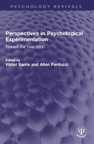 Cover image for Perspectives in Psychological Experimentation