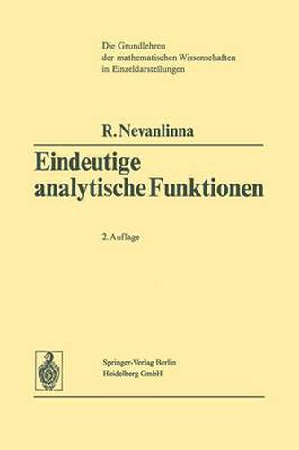 Cover image for Eindeutige Analytische Funktionen