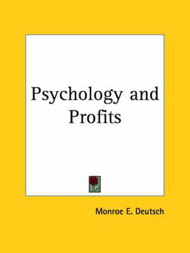 Cover image for Psychology and Profits (1929)
