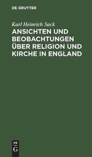 Cover image for Ansichten und Beobachtungen uber Religion und Kirche in England