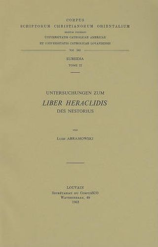 Cover image for Untersuchungen Zum Liber Heraclidis Des Nestorius