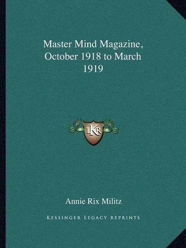 Cover image for Master Mind Magazine, October 1918 to March 1919