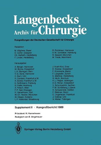 Cover image for Verhandlungen Der Deutschen Gesellschaft Fur Chirurgie: 106. Tagung Vom 29. Marz Bis 1. April 1989