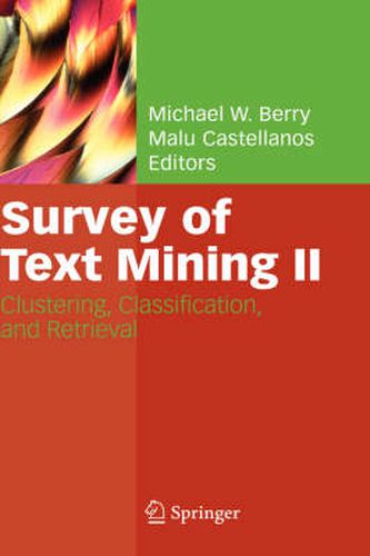 Cover image for Survey of Text Mining II: Clustering, Classification, and Retrieval