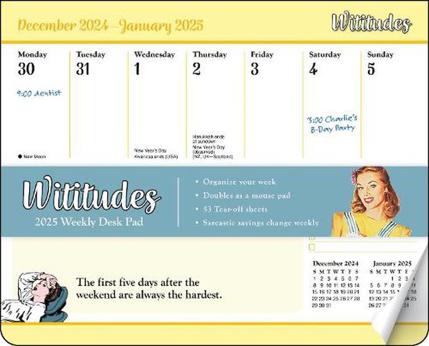 Wititudes 2025 Weekly Desk Pad Calendar